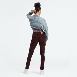 Levi’s Premium 721 Corduroy High Rise Skinny Womens Jeans | Burgundy Deep Red 26